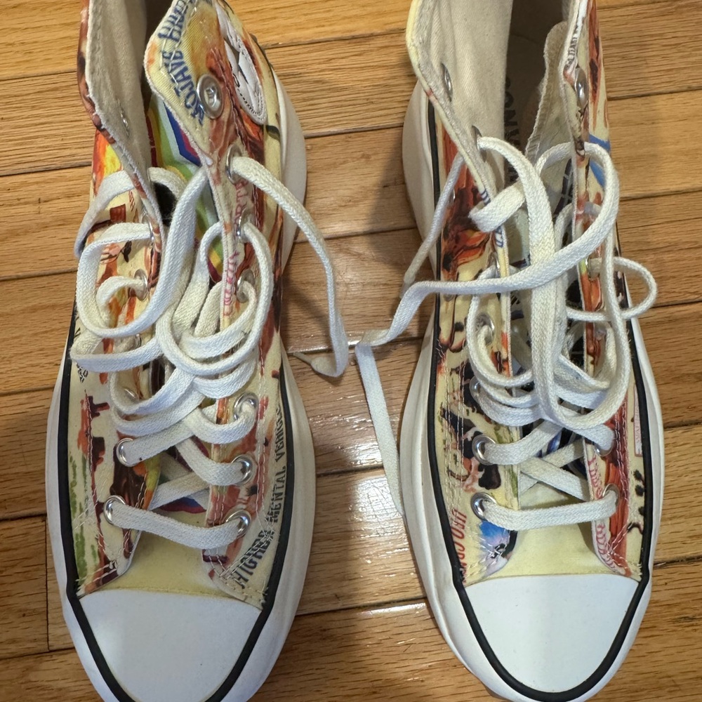 Converse High-Top Sneakers in White with Multicolor Print